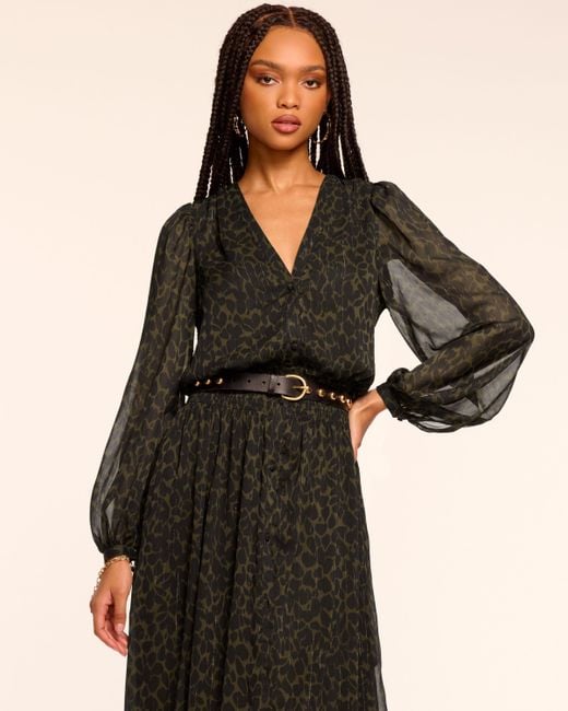 Ramy Brook Teresa V-Neck Long Sleeve Maxi Dress in Black | Lyst
