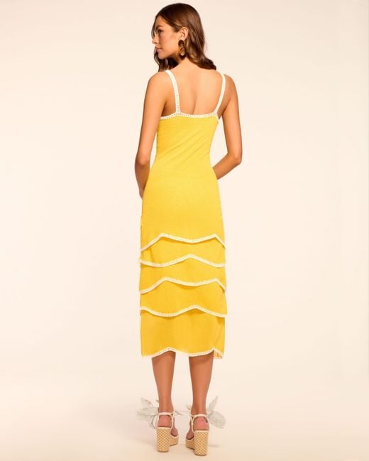 Ramy Brook Yellow Aurelia Knit Tiered Midi Dress