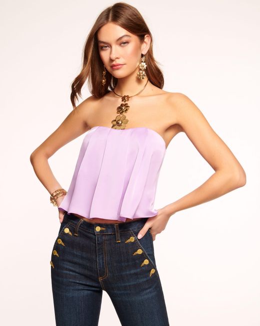 Ramy Brook Red Kennedi Strapless Pleated Top
