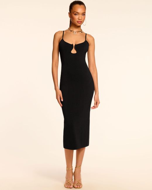 Ramy Brook Green Sloan Plunging Ribbed Knit Midi Dress