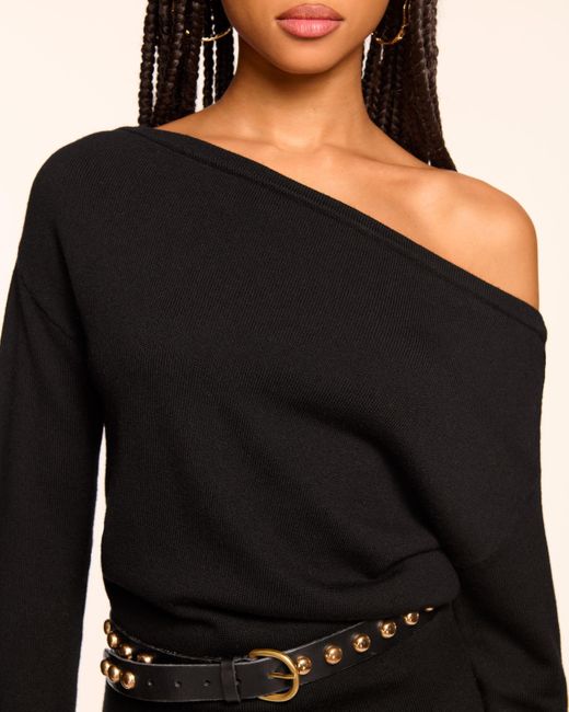 Ramy Brook Black Chance Merino Off-The-Shoulder Mini Dress