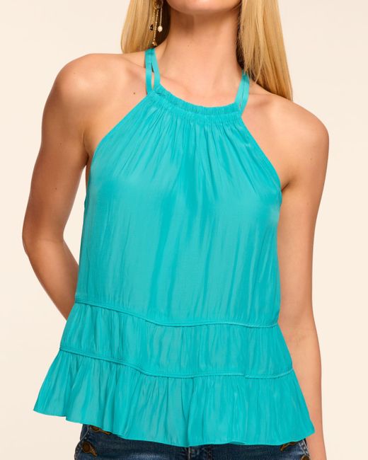 Ramy Brook Blue Dana Strappy High Neck Tank Top