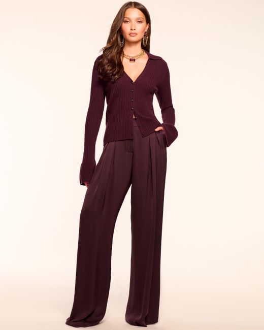 Ramy Brook Blue Oscar Pleated Wide Leg Pant
