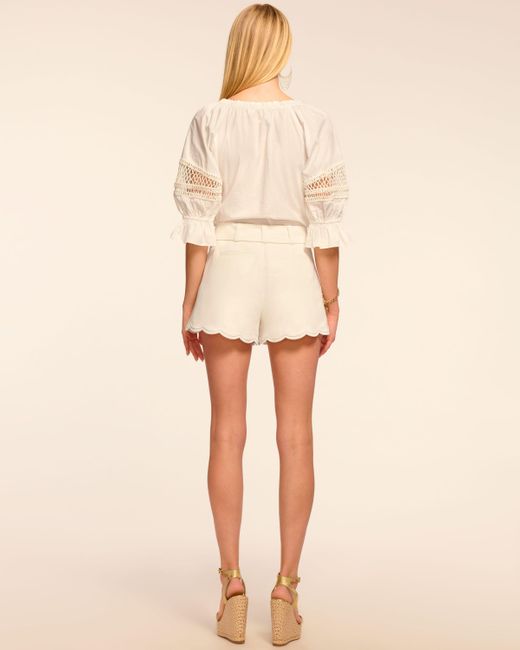 Ramy Brook Natural Violeta Stretch Cotton Scalloped Mini Short