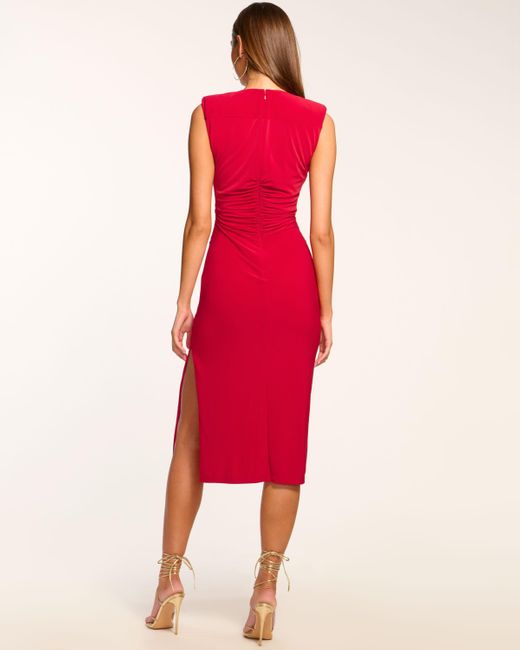 Ramy Brook Black Elena Ruched Midi Dress