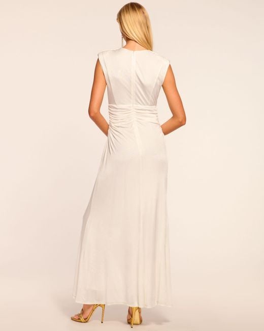 Ramy Brook Natural Arden Plunging Jersey Maxi Dress