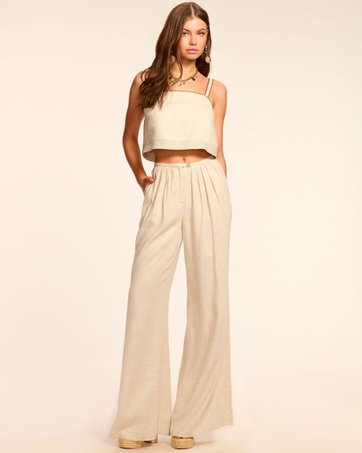 Ramy Brook Natural Paloma Pleated Wide Leg Pant