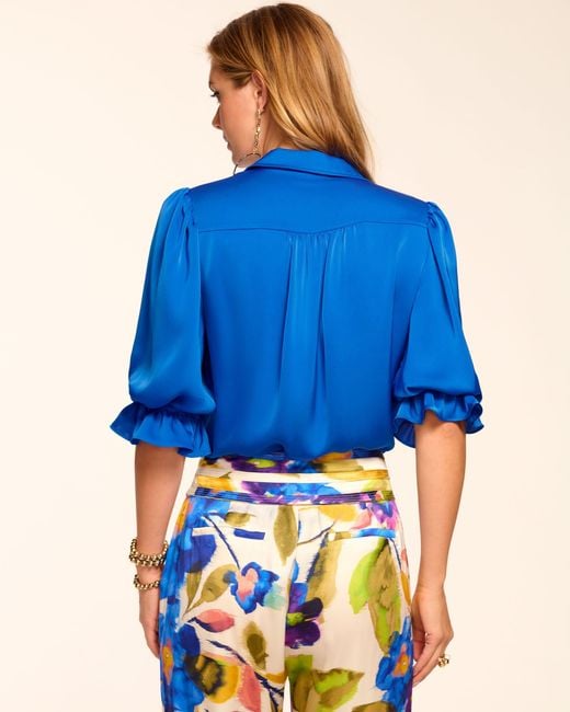 Ramy Brook Blue Dina Button Down Bodysuit