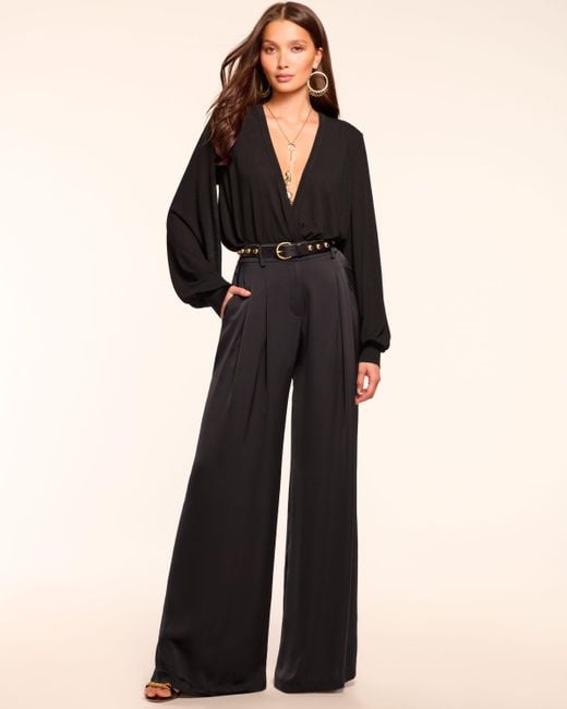 Ramy Brook Blue Oscar Pleated Wide Leg Pant
