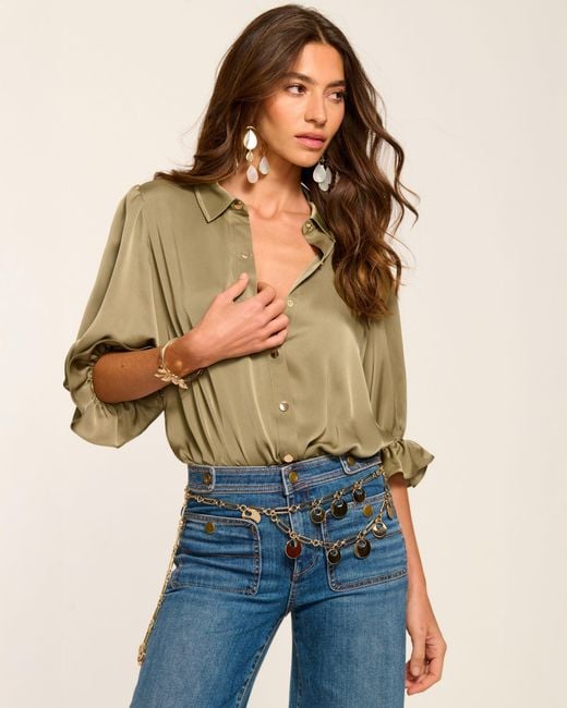 Ramy Brook Black Dina Button Down Bodysuit