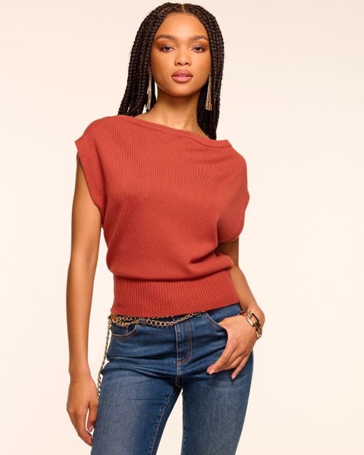 Ramy Brook Blue Chet Merino Off-The-Shoulder Sweater