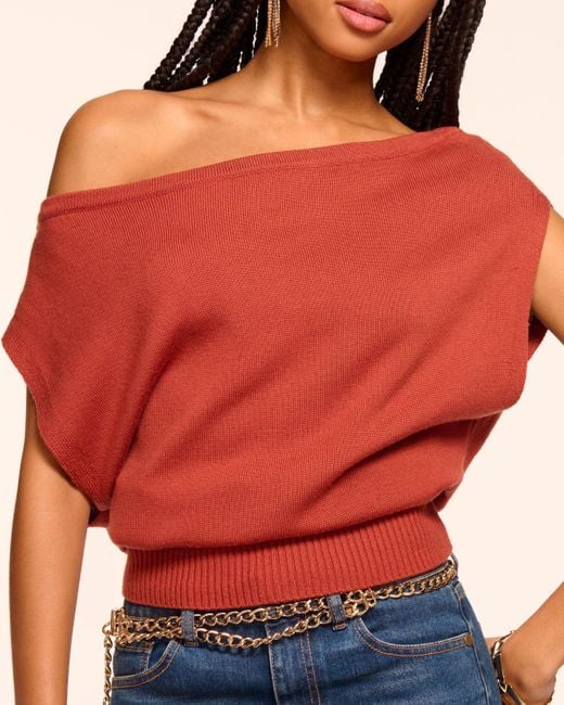Ramy Brook Blue Chet Merino Off-The-Shoulder Sweater