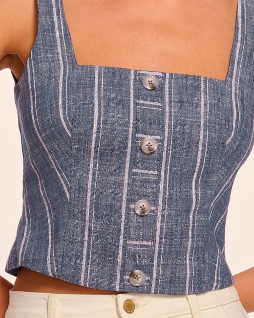 Ramy Brook Blue Button Front Sleeveless Top