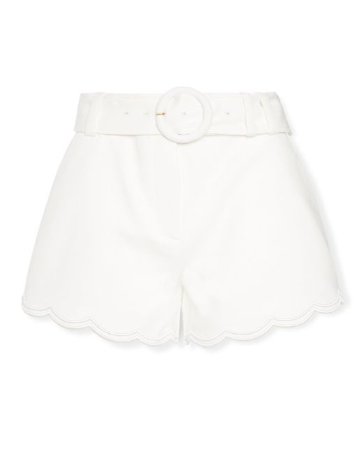 Ramy Brook Natural Violeta Stretch Cotton Scalloped Mini Short
