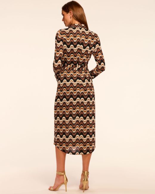 Ramy Brook Natural Lydia Long Sleeve Belted Midi Dress