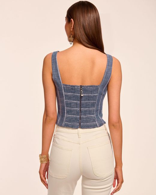 Ramy Brook Blue Button Front Sleeveless Top