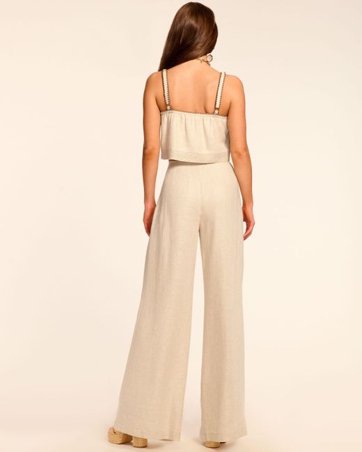 Ramy Brook Natural Paloma Pleated Wide Leg Pant