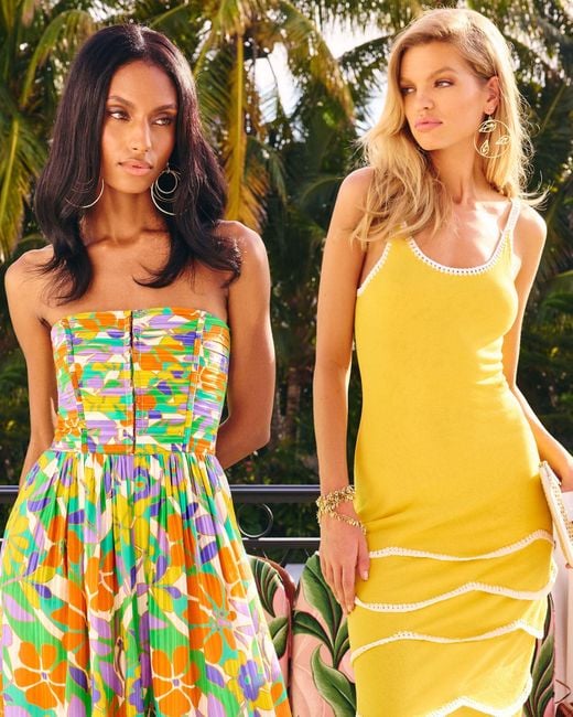 Ramy Brook Yellow Aurelia Knit Tiered Midi Dress