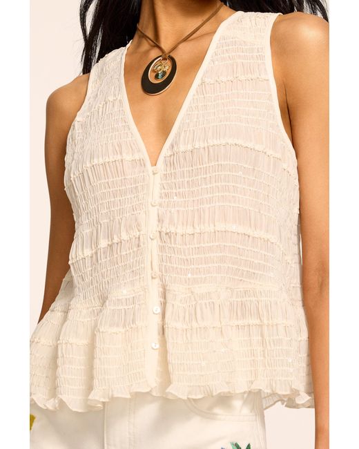 Ramy Brook Natural Elise Embellished Tank Top