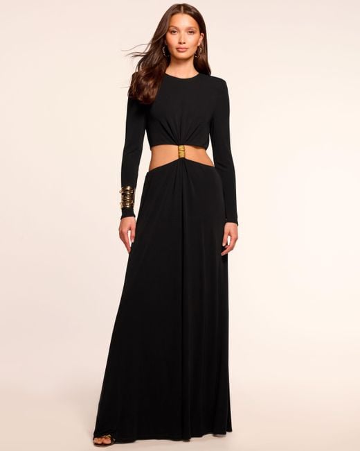 Ramy Brook Women's Black Anny Long Sleeve Cutout Gown