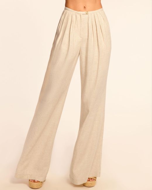 Ramy Brook Natural Paloma Pleated Wide Leg Pant