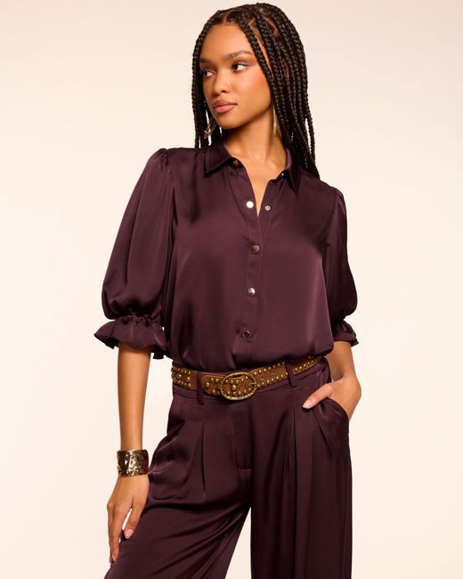 Ramy Brook Blue Dina Button Down Bodysuit