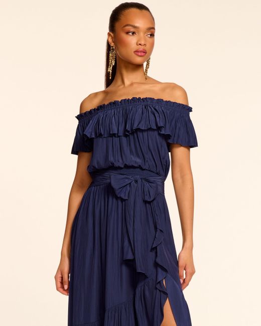 Ramy Brook Gloria Off-The-Shoulder Smocked Maxi Dress in Blue | Lyst