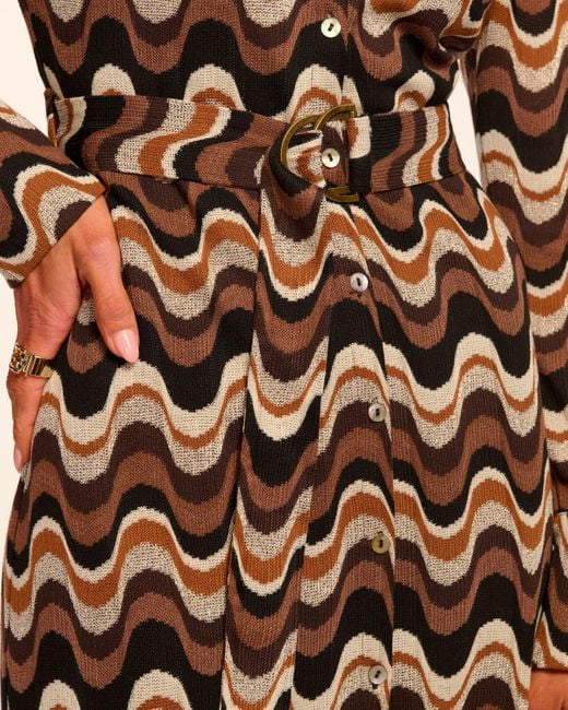 Ramy Brook Natural Lydia Long Sleeve Belted Midi Dress