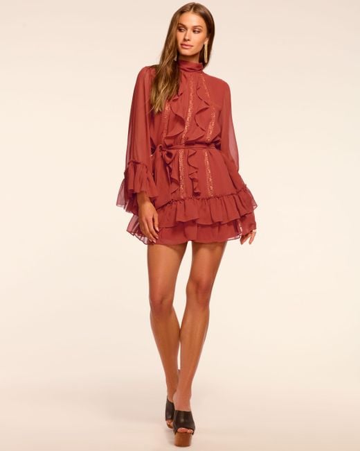 Ramy Brook Claudia Silk Chiffon Ruffle Tiered Mini Dress