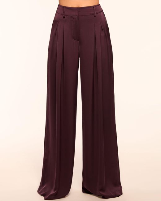Ramy Brook Blue Oscar Pleated Wide Leg Pant