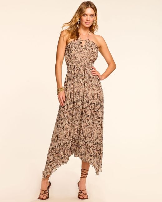 Ramy Brook Natural Gabriela Halter Midi Dress