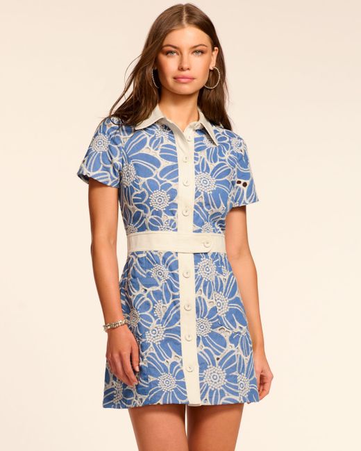 Ramy Brook Blue Shannon Chambray Button Down Mini Dress