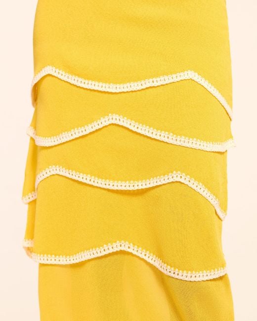Ramy Brook Yellow Aurelia Knit Tiered Midi Dress