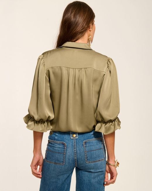 Ramy Brook Blue Dina Button Down Bodysuit