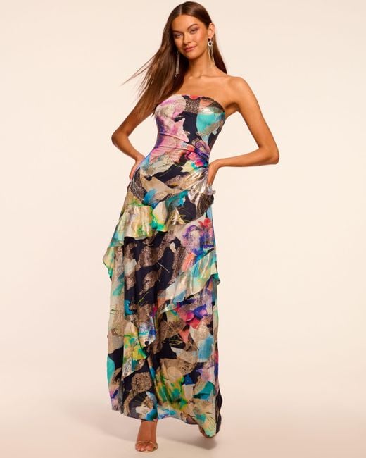 Ramy Brook Multicolor Dominika Strapless Jacquard Gown
