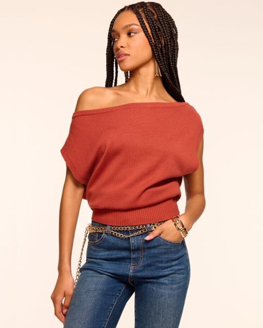 Ramy Brook Blue Chet Merino Off-The-Shoulder Sweater
