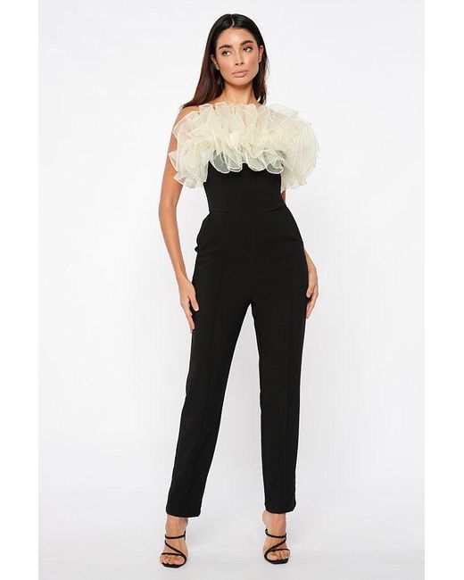 White lace organza jumpsuit Clearance
