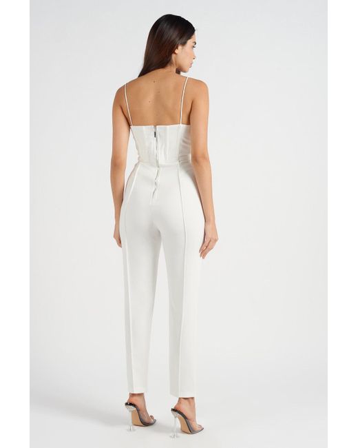 White Tailored Corset Jumpsuit | Lyst
