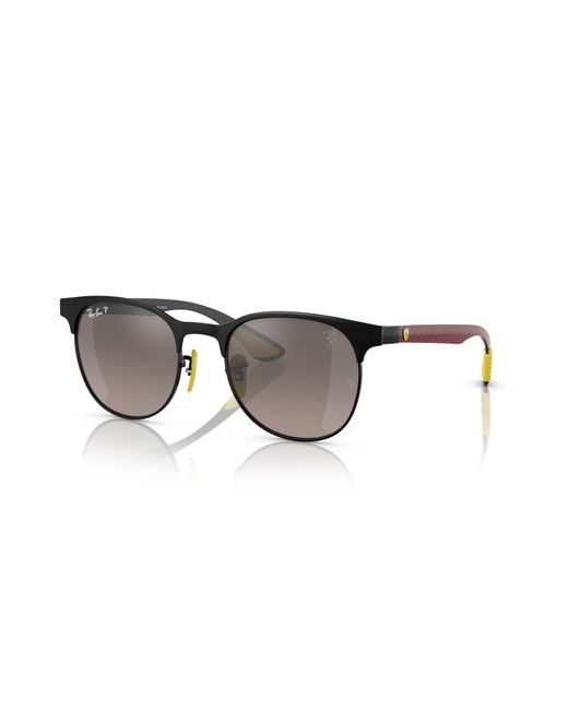Ray-Ban Black Scuderia Ferrari Monza Ltd | Rb8327m Sunglasses Frame Silver Lenses Polarized