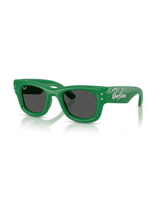 Ray-Ban Green Wayfarer Puffer Crystal Edition Sunglasses Frame Black Lenses