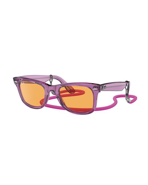 Ray-Ban Original Wayfarer Colorblock Sunglasses Frame Orange Lenses | Lyst