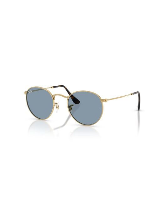 Ray-Ban Black Round Metal Sunglasses Frame Blue Lenses for men