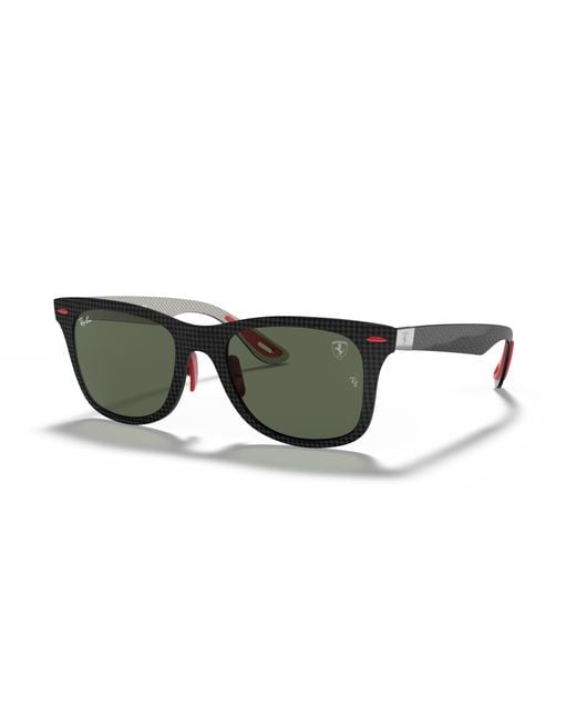 Ray-Ban Black Rb8395m Scuderia Ferrari Collection Sunglasses Frame Green Lenses