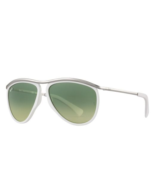 Ray-Ban Green Olympian Aviator Hd60 Sonnenbrillen Silber Fassung Grün Glas 59-13