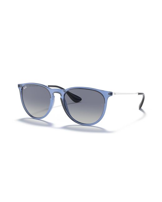 Ray-Ban Black Erika Color Mix Sunglasses Shiny White Frame Blue Lenses 54-18