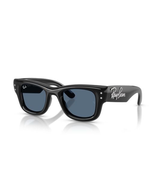 Ray-Ban Black Wayfarer Puffer Crystal Edition Sunglasses Frame Blue Lenses