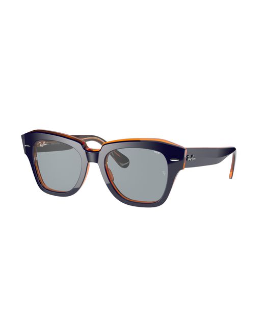 Ray-Ban Black State Street Orange Fluo Sunglasses Frame Blue Lenses