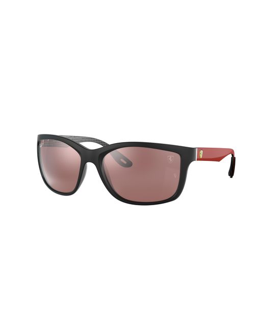 Ray-Ban Black Sunglasses Unisex Rb8356m Scuderia Ferrari Collection - Red Frame Silver Lenses Polarized 61-18