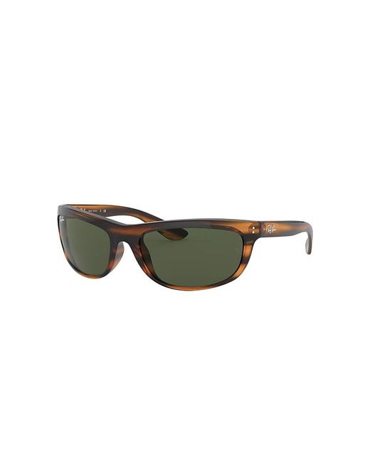 Ray-Ban Balorama Sunglasses Striped Brown Frame Green Lenses 62-19