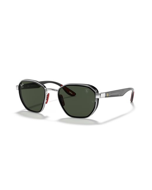 Ray-Ban Sunglasses Unisex Rb3674m Scuderia Ferrari Collection - Shiny Black Frame Green Lenses 50-21